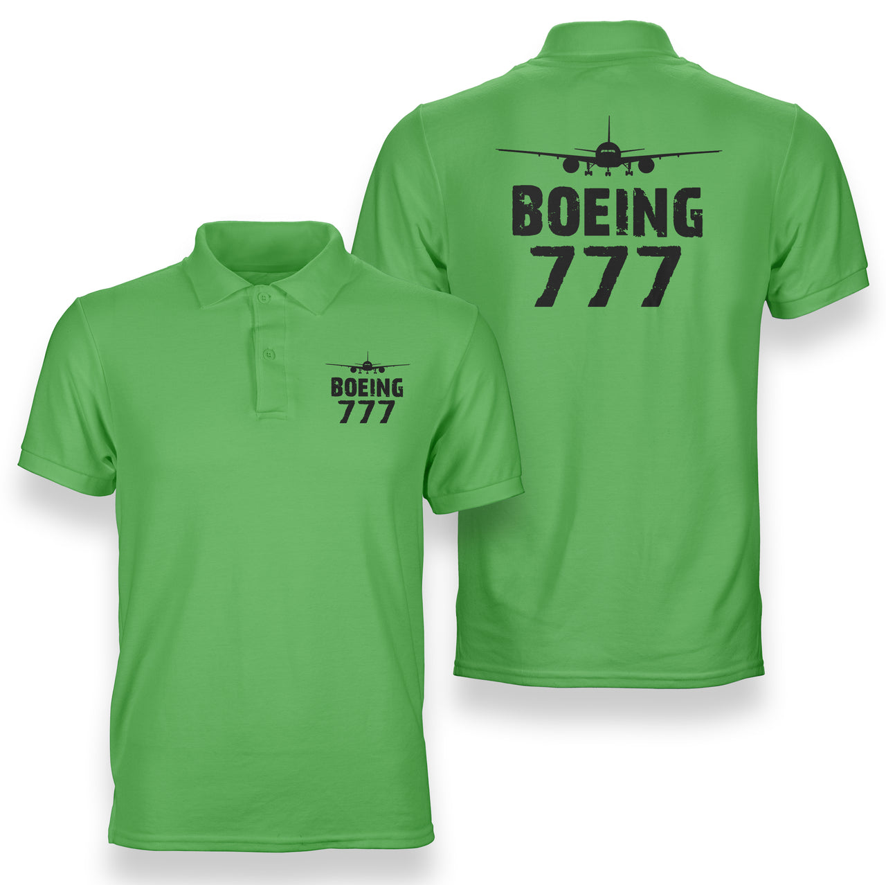 Boeing 777 & Plane Designed Double Side Polo T-Shirts