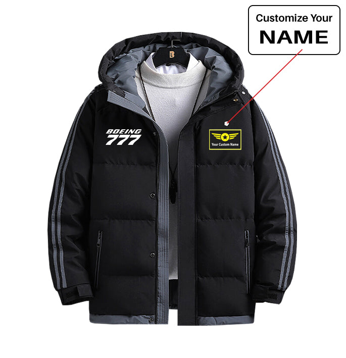 Boeing 777 & Text Designed Thick Fashion Jackets