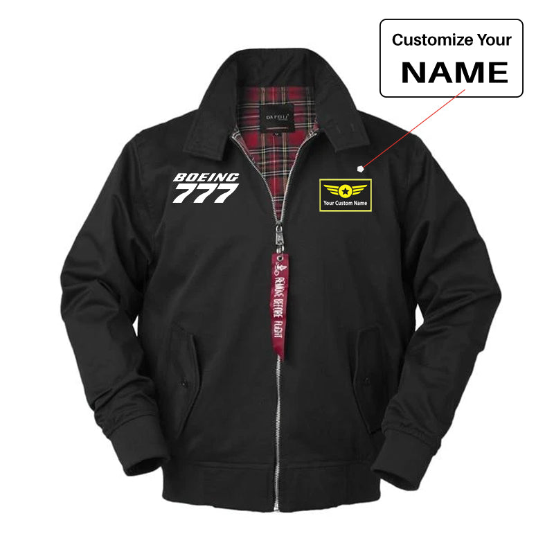 Boeing 777 & Text Designed Vintage Style Jackets