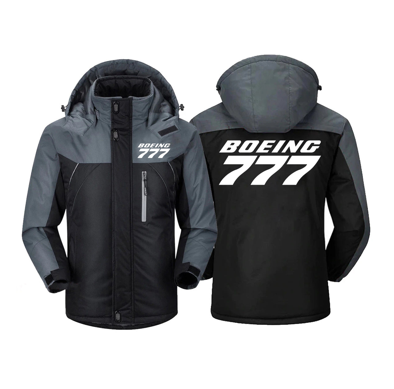 Boeing 777 & Text Designed Thick Winter Jackets