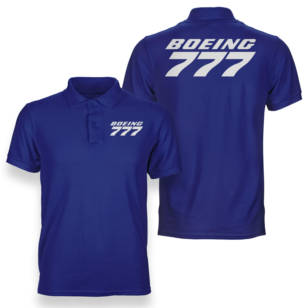 Boeing 777 & Text Designed Double Side Polo T-Shirts