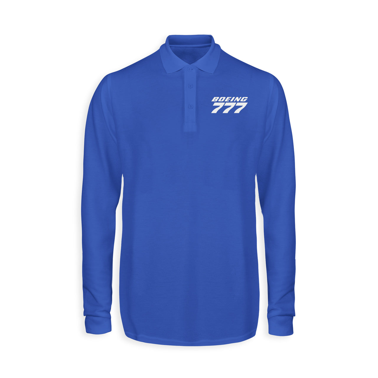 Boeing 777 & Text Designed Long Sleeve Polo T-Shirts