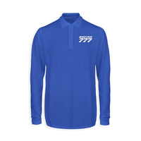 Thumbnail for Boeing 777 & Text Designed Long Sleeve Polo T-Shirts