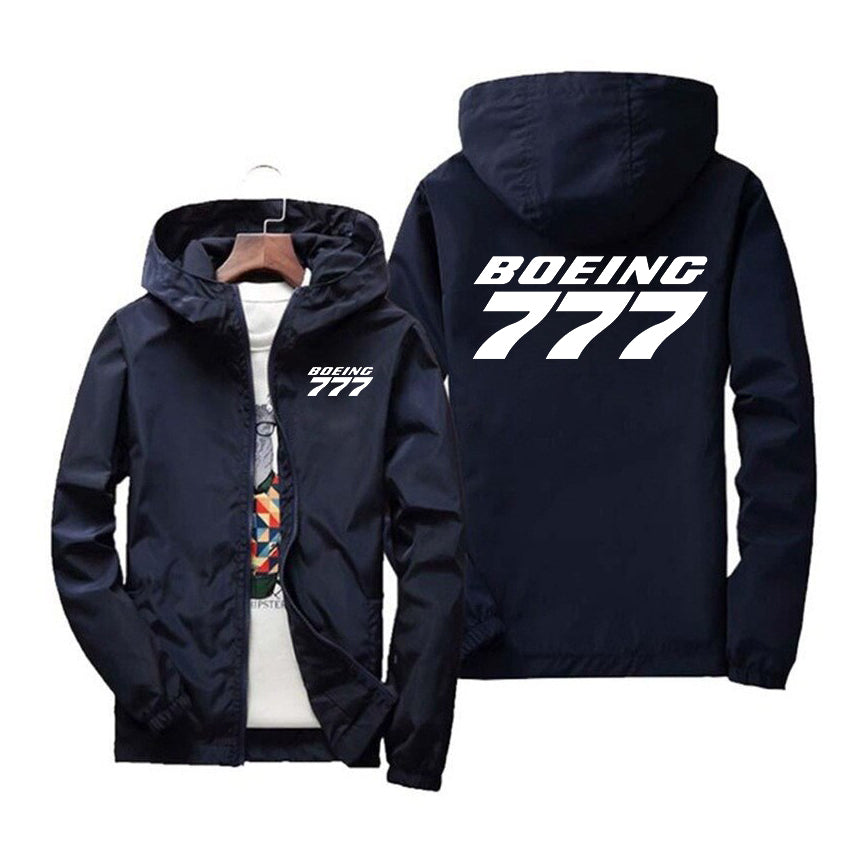 Boeing 777 & Text Designed Windbreaker Jackets