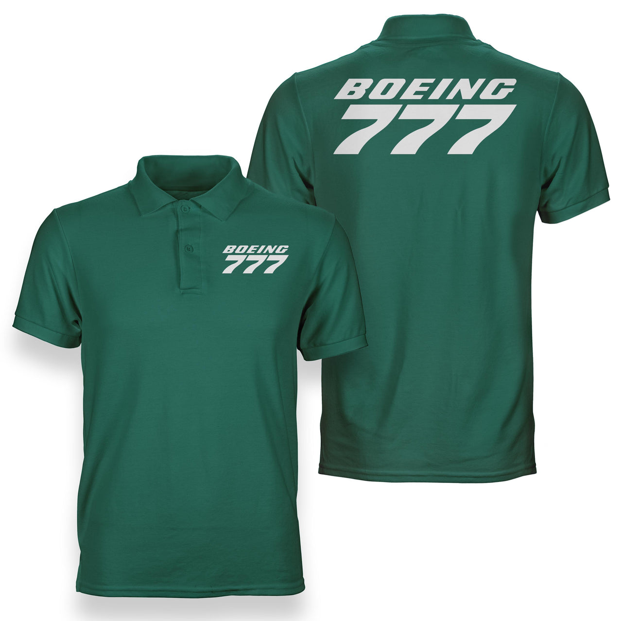 Boeing 777 & Text Designed Double Side Polo T-Shirts
