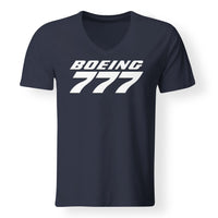 Thumbnail for Boeing 777 & Text Designed V-Neck T-Shirts