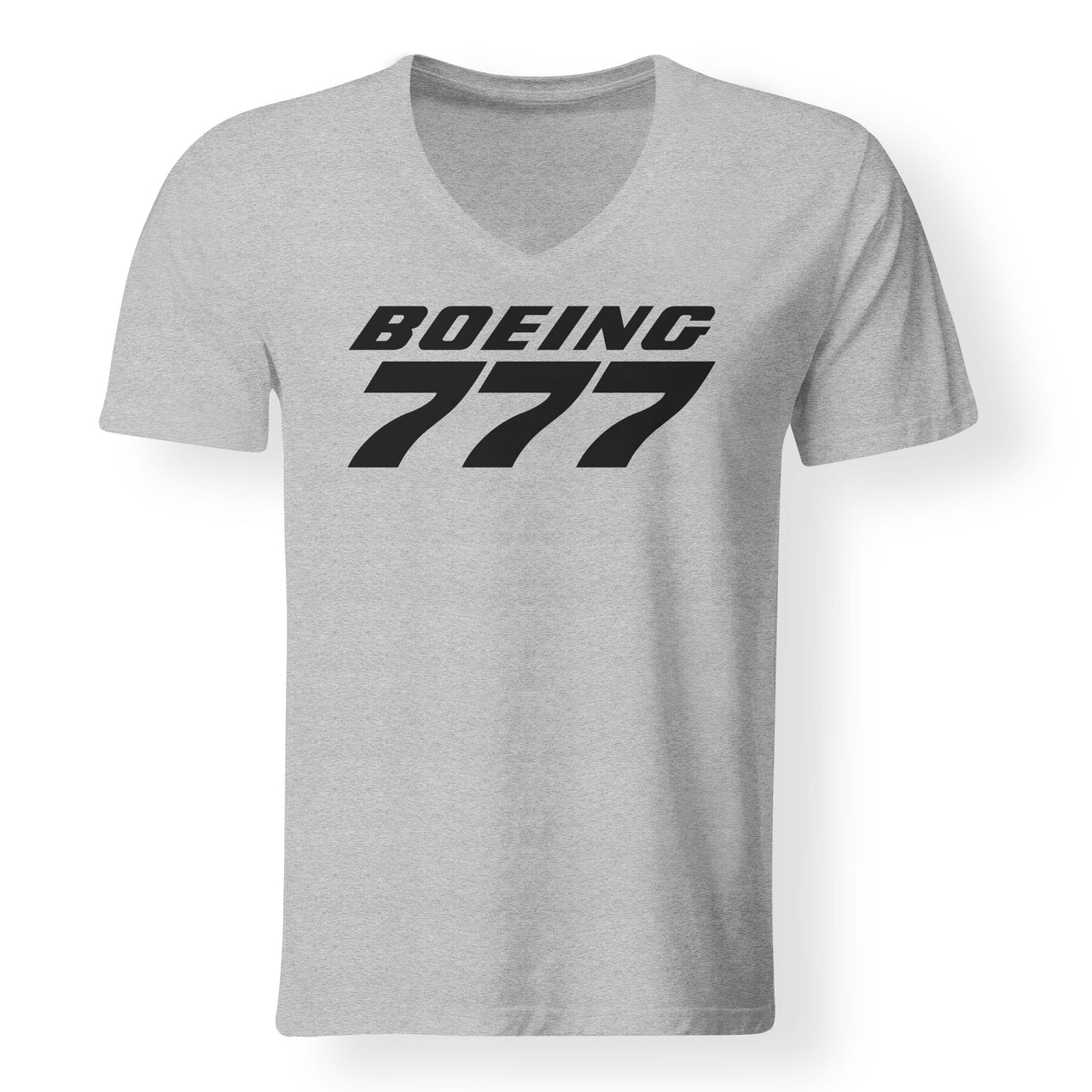 Boeing 777 & Text Designed V-Neck T-Shirts