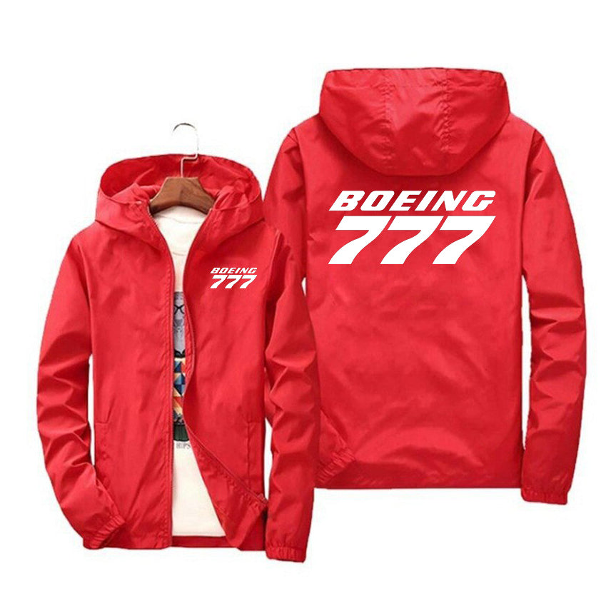 Boeing 777 & Text Designed Windbreaker Jackets