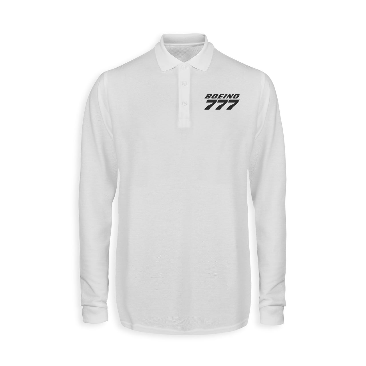 Boeing 777 & Text Designed Long Sleeve Polo T-Shirts