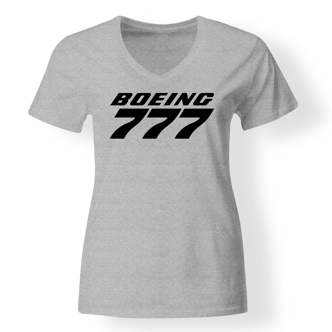 Boeing 777 & Text Designed V-Neck T-Shirts