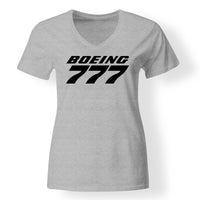 Thumbnail for Boeing 777 & Text Designed V-Neck T-Shirts