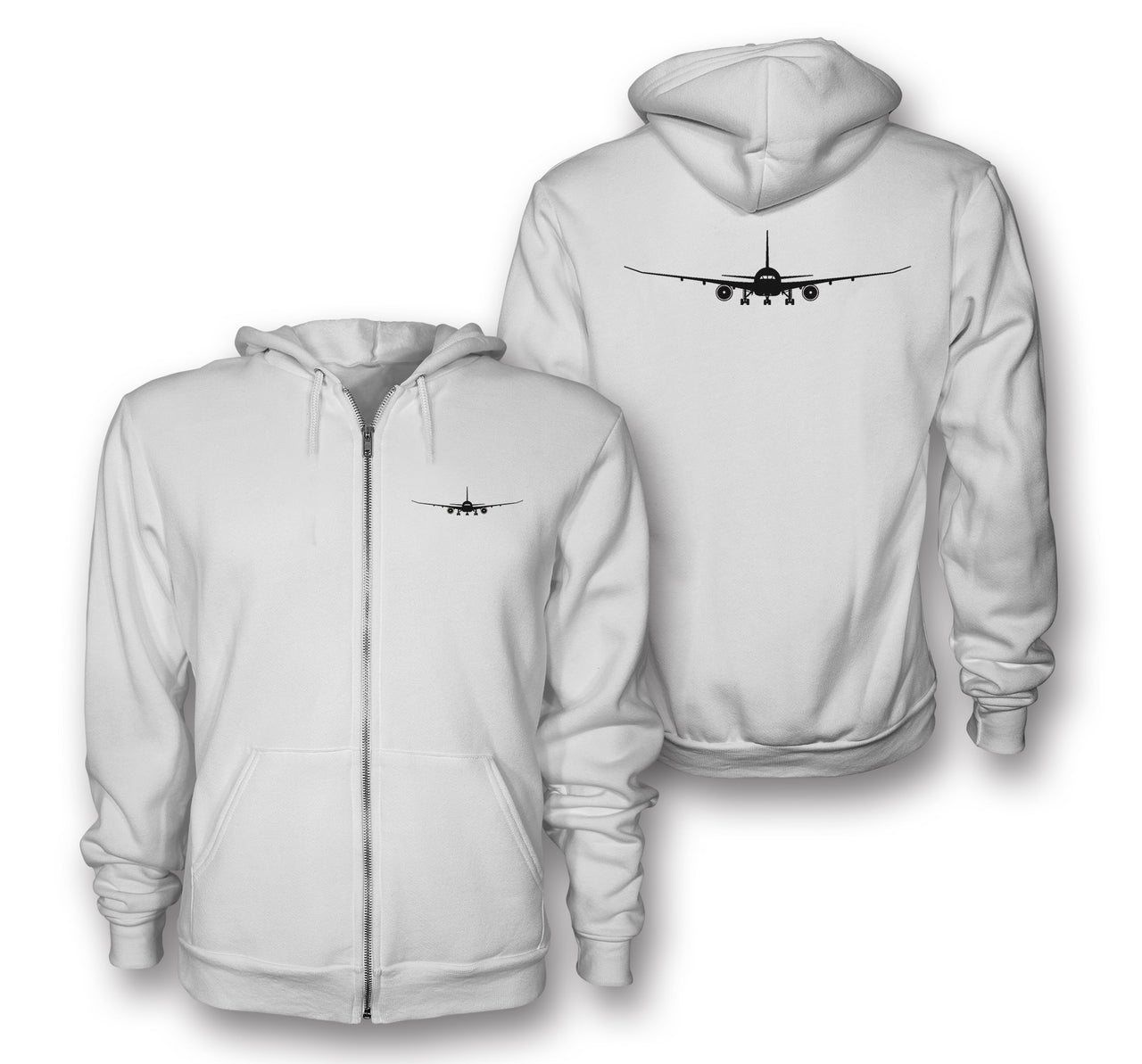 Boeing 787 Silhouette Designed Zipped Hoodies
