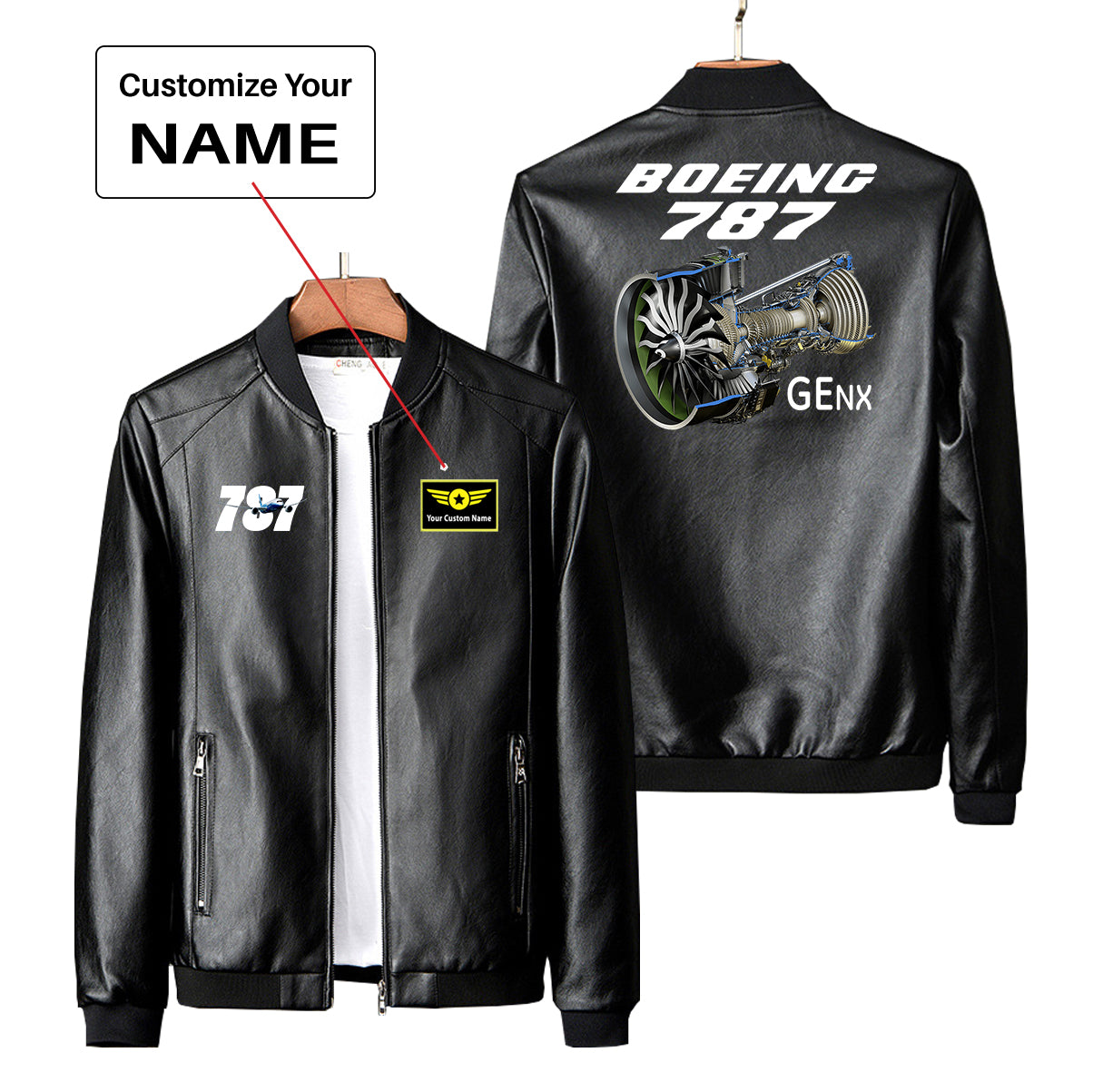 Boeing 787 & GENX Engine Designed PU Leather Jackets