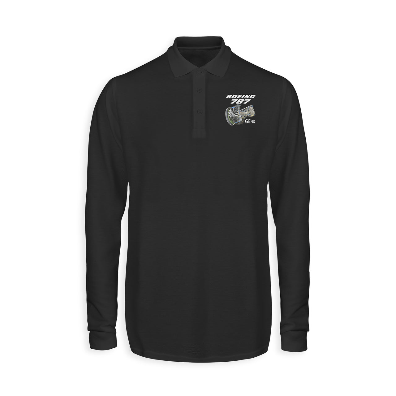 Boeing 787 & GENX Engine Designed Long Sleeve Polo T-Shirts