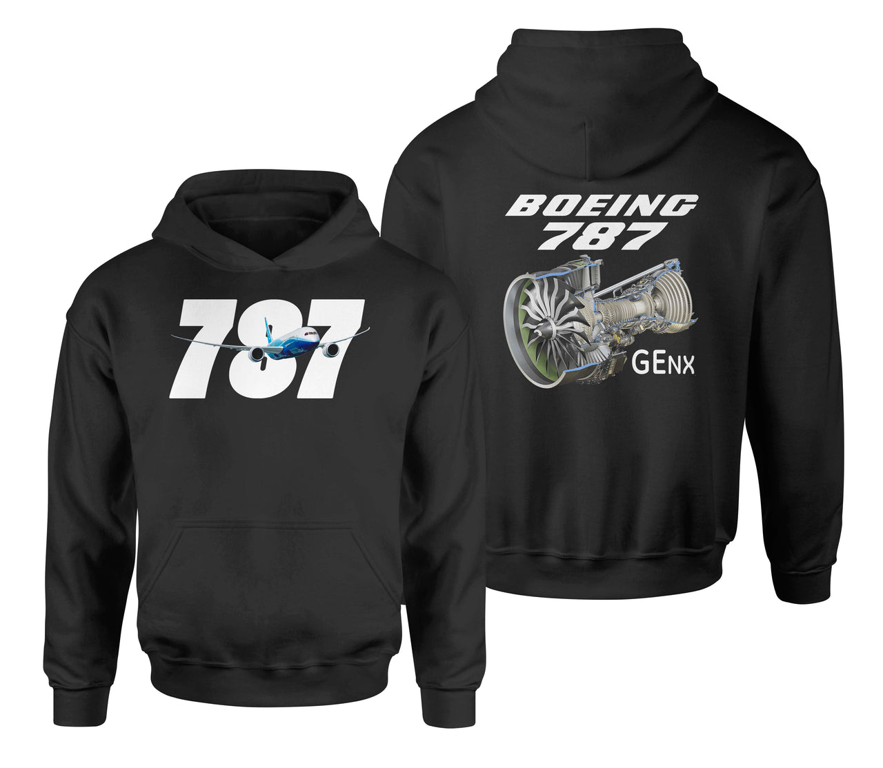 Boeing 787 & GENX Engine Designed Double Side Hoodies