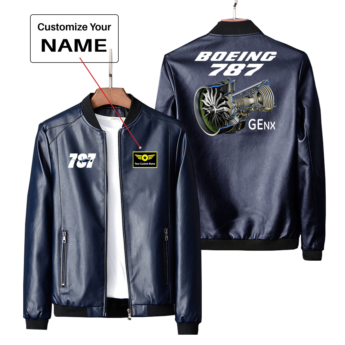 Boeing 787 & GENX Engine Designed PU Leather Jackets