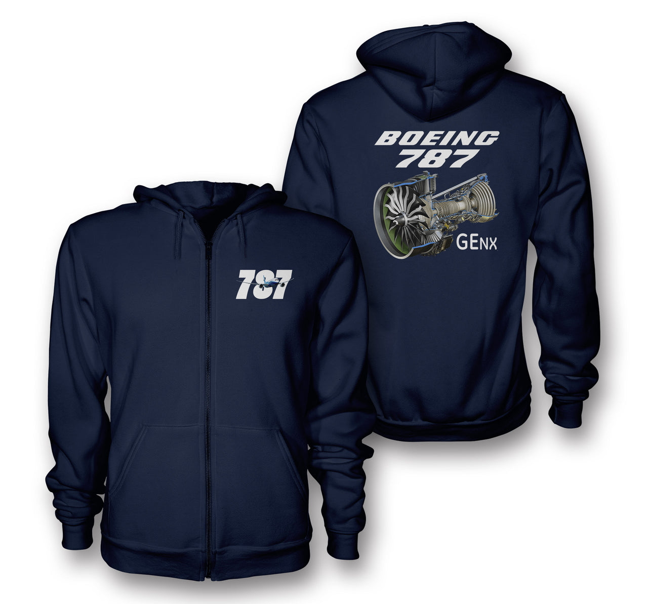 Boeing 787 & GENX Engine Designed Zipped Hoodies