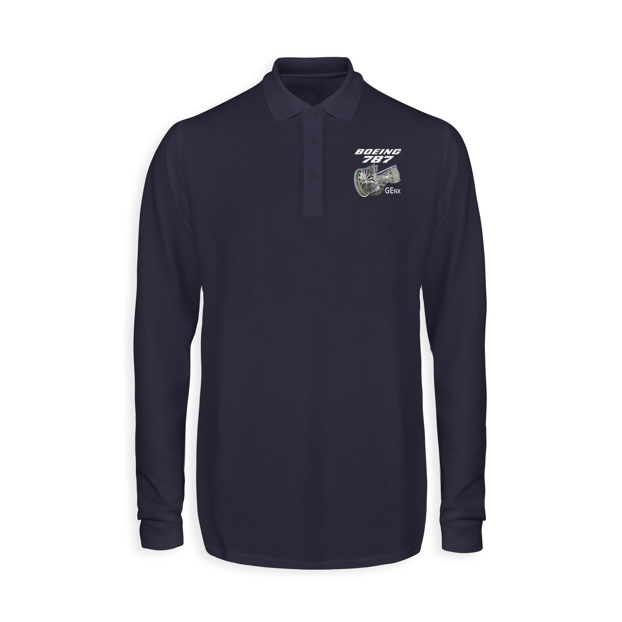 Boeing 787 & GENX Engine Designed Long Sleeve Polo T-Shirts
