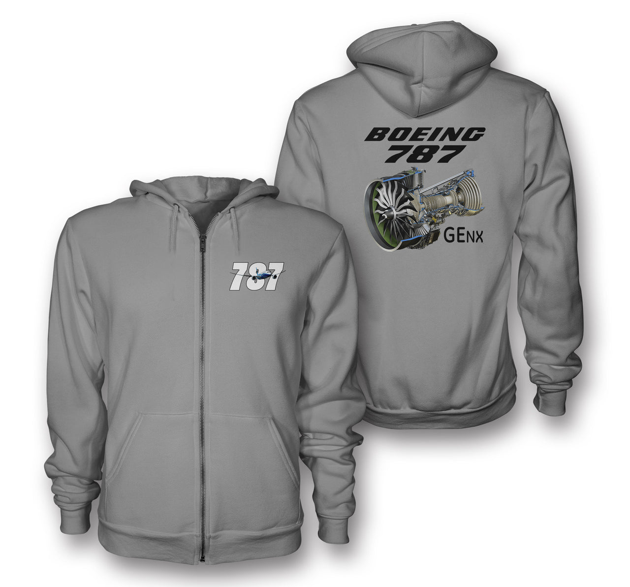 Boeing 787 & GENX Engine Designed Zipped Hoodies