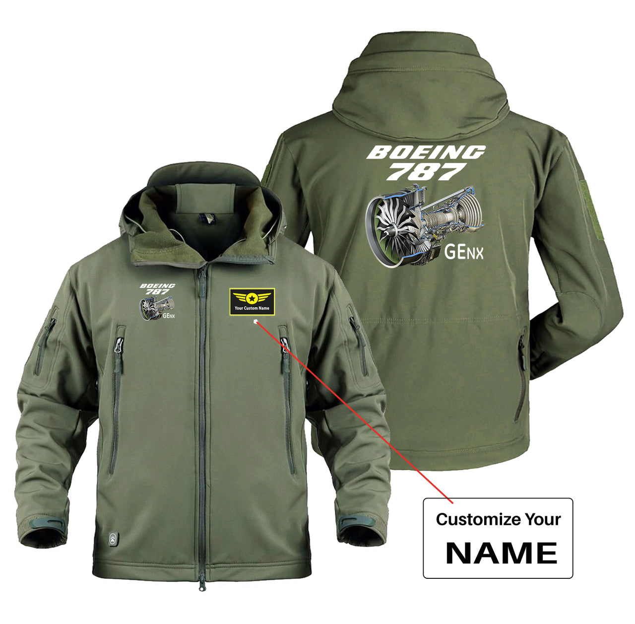 Boeing 787 & GENX Engine Designed Military Jackets (Customizable)