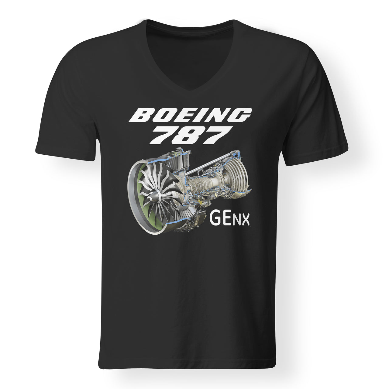 Boeing 787 & GENX Engine Designed V-Neck T-Shirts