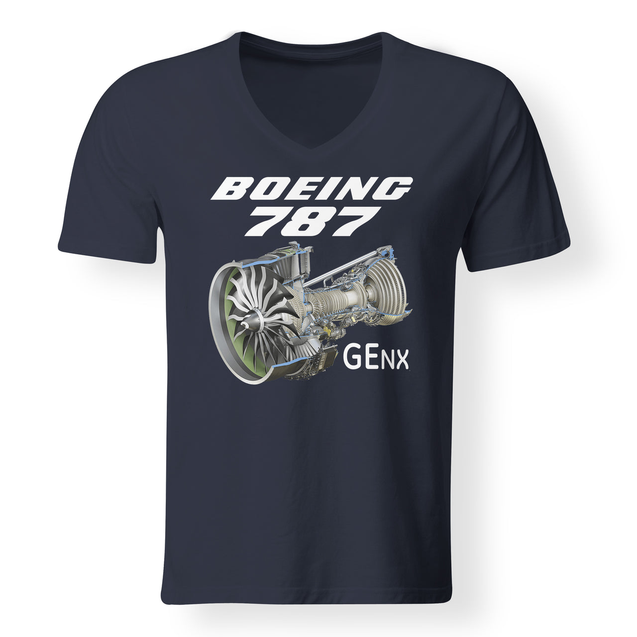 Boeing 787 & GENX Engine Designed V-Neck T-Shirts