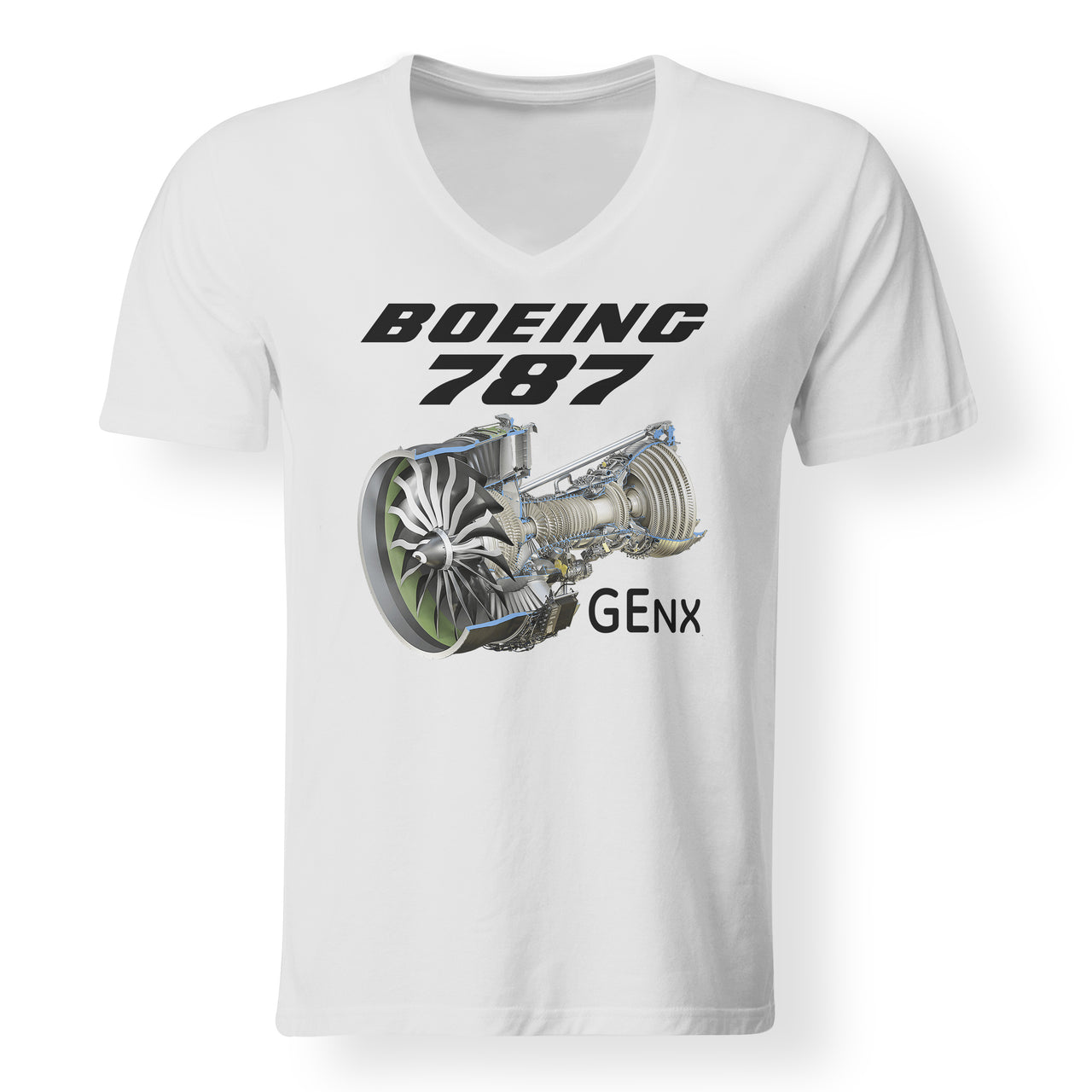 Boeing 787 & GENX Engine Designed V-Neck T-Shirts
