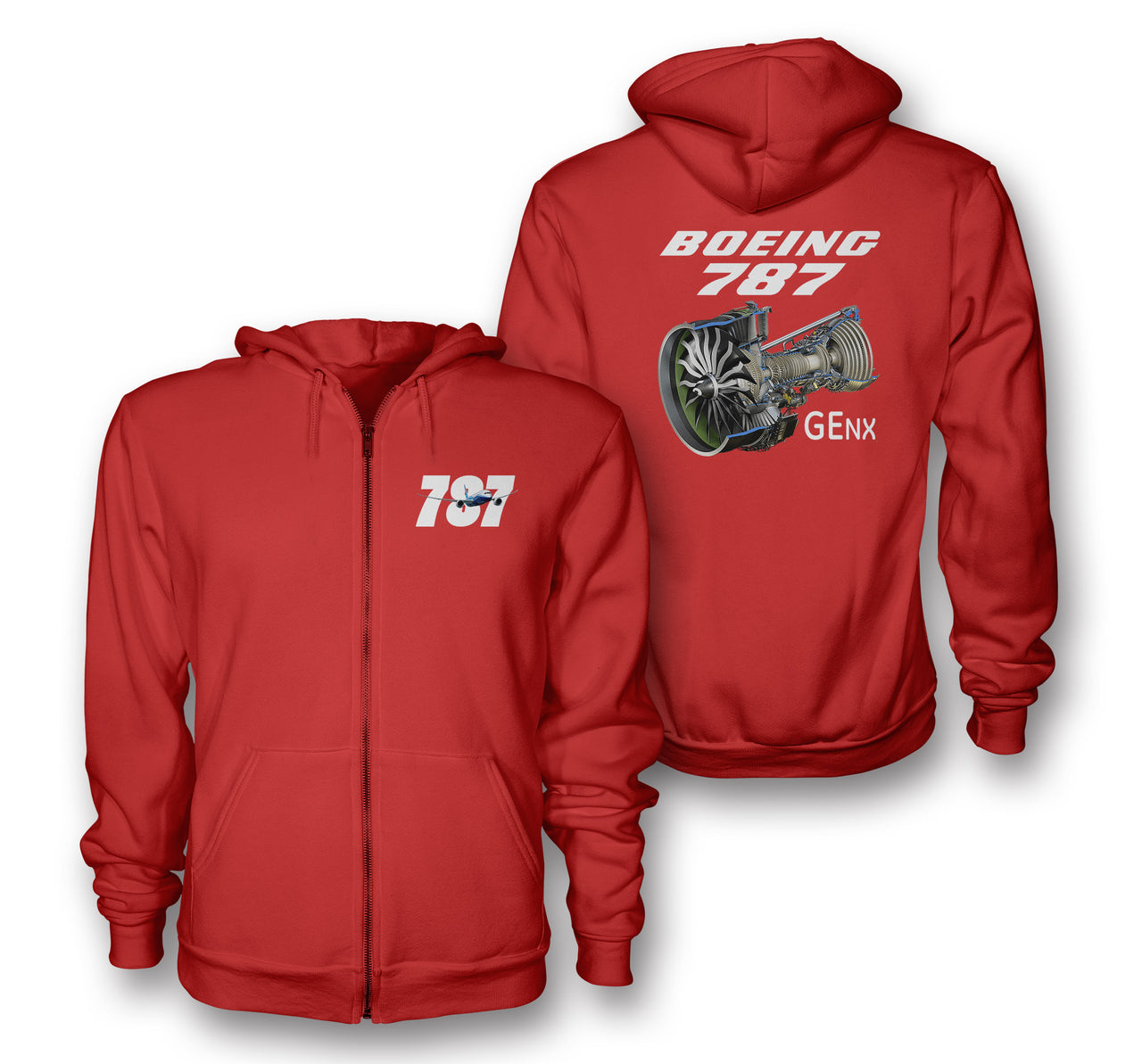 Boeing 787 & GENX Engine Designed Zipped Hoodies