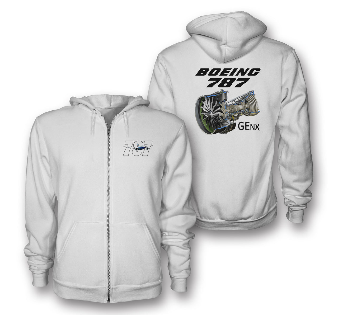 Boeing 787 & GENX Engine Designed Zipped Hoodies