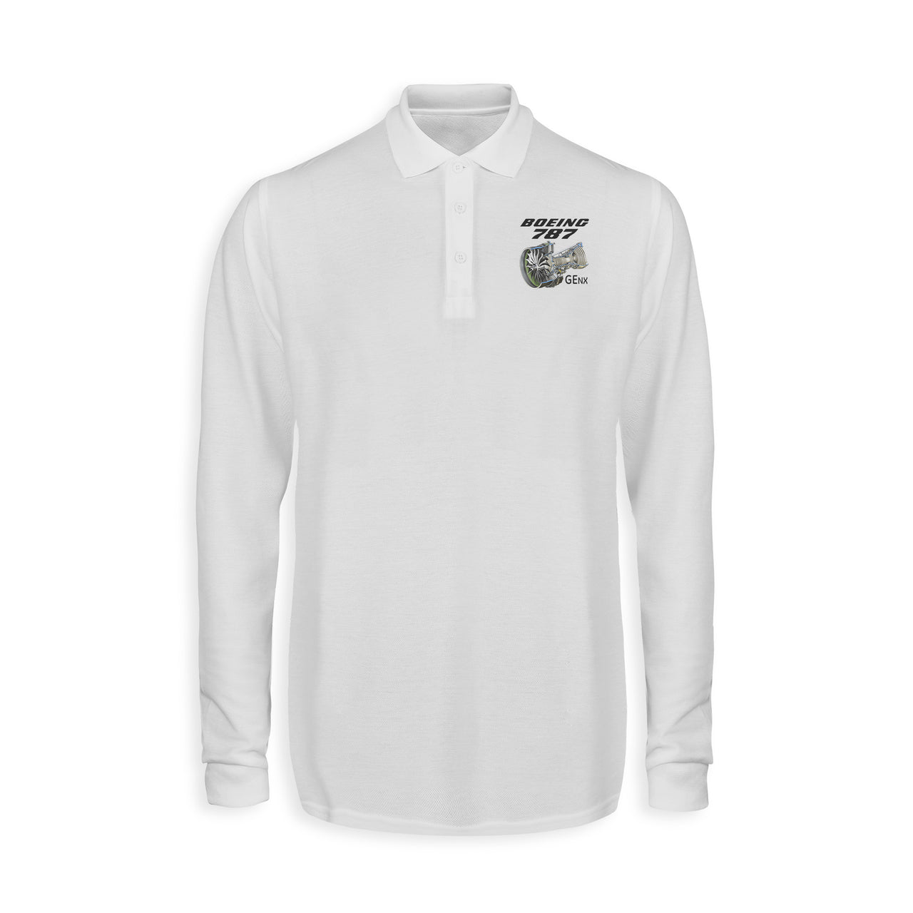 Boeing 787 & GENX Engine Designed Long Sleeve Polo T-Shirts
