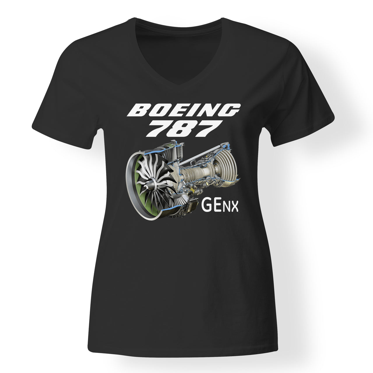 Boeing 787 & GENX Engine Designed V-Neck T-Shirts