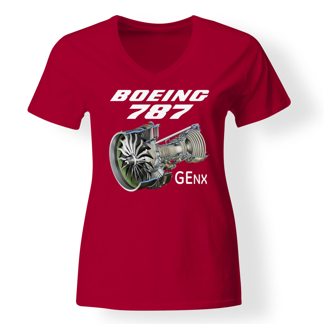 Boeing 787 & GENX Engine Designed V-Neck T-Shirts