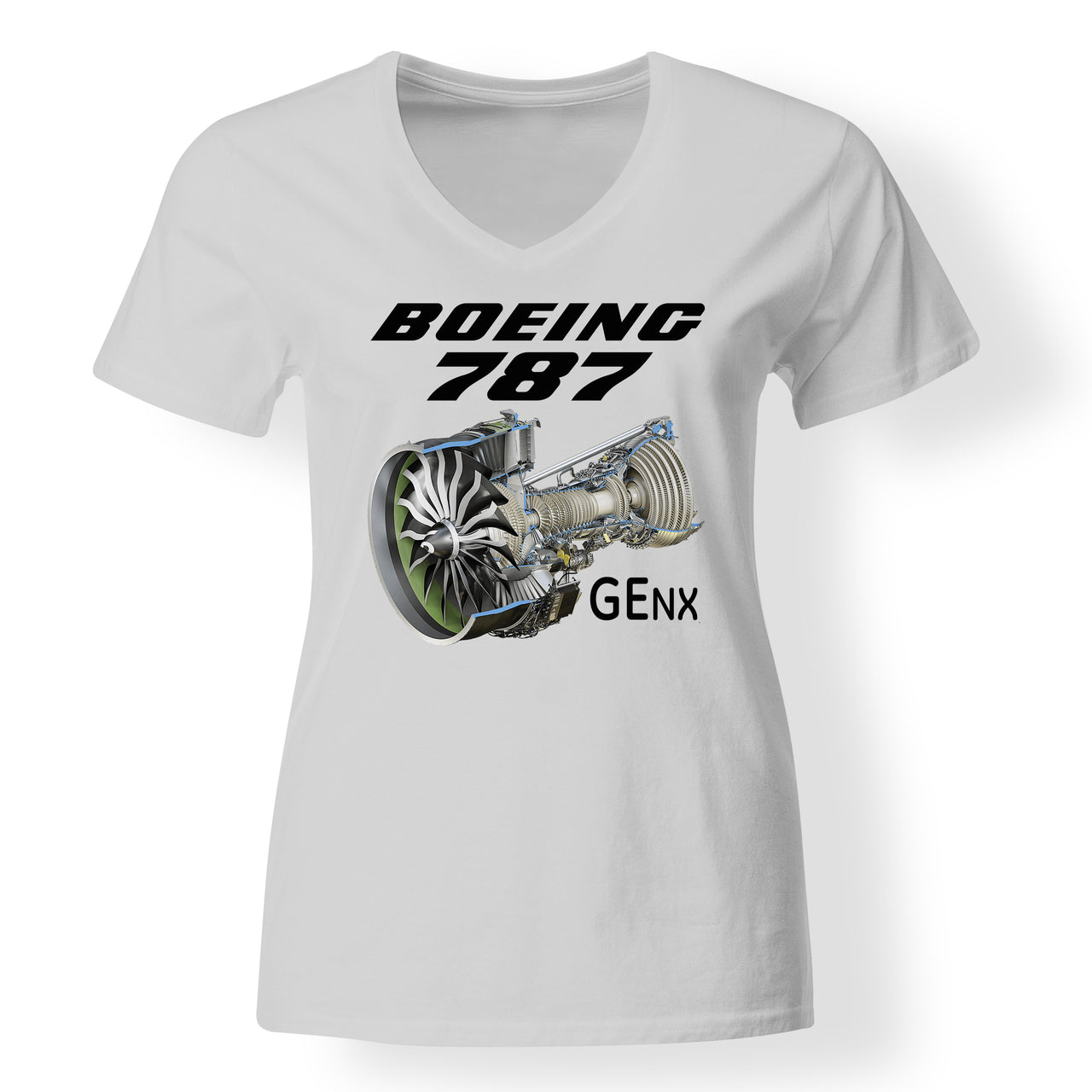 Boeing 787 & GENX Engine Designed V-Neck T-Shirts