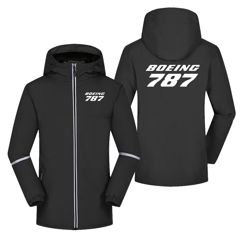 Boeing 787 & Text Designed Rain Coats & Jackets