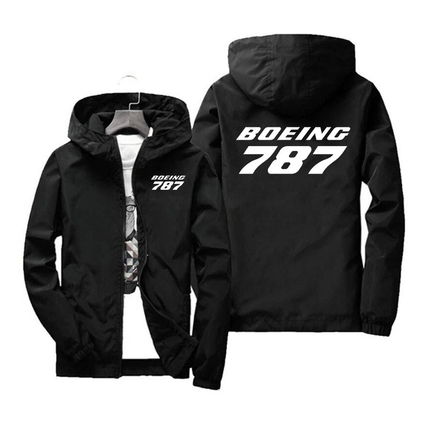 Boeing 787 & Text Designed Windbreaker Jackets