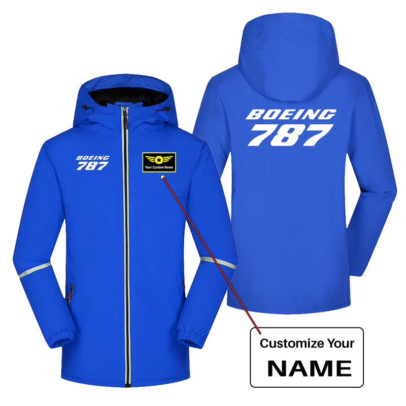Boeing 787 & Text Designed Rain Coats & Jackets