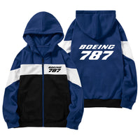 Thumbnail for Boeing 787 & Text Designed Colourful Zipped Hoodies