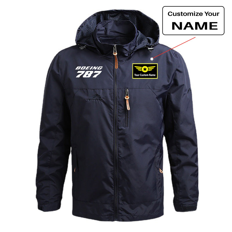 Boeing 787 & Text Designed Thin Stylish Jackets