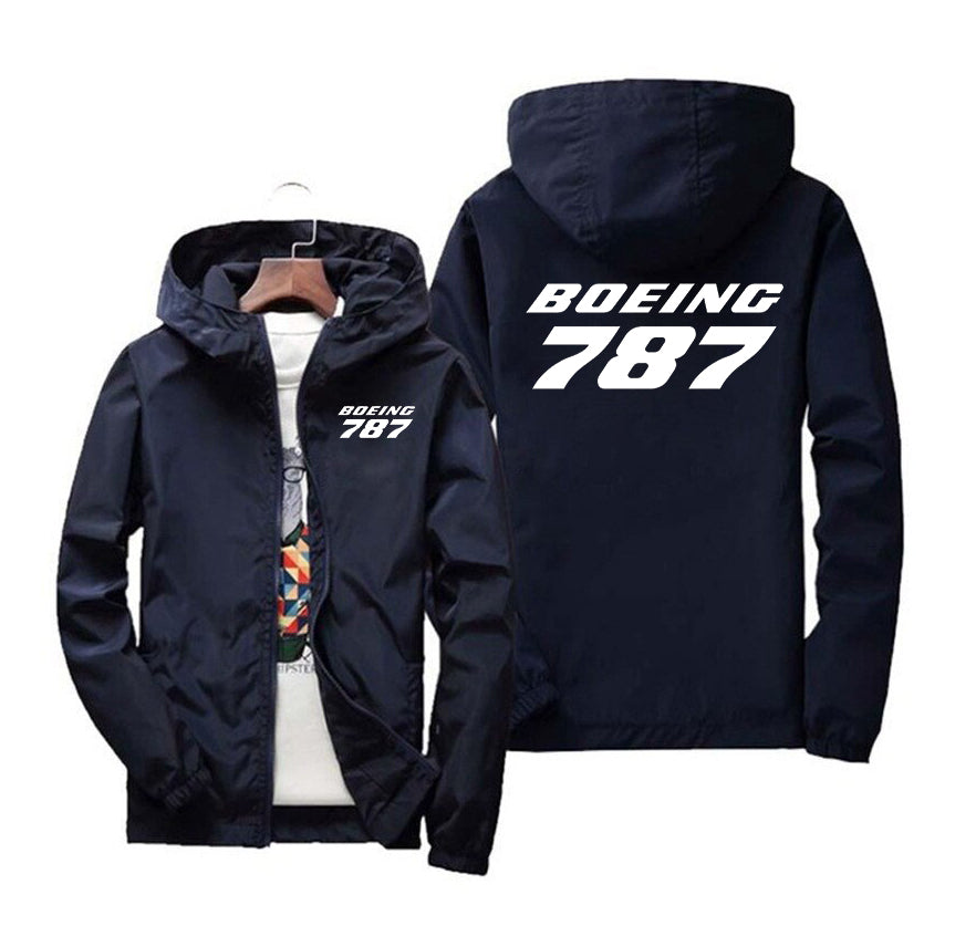 Boeing 787 & Text Designed Windbreaker Jackets