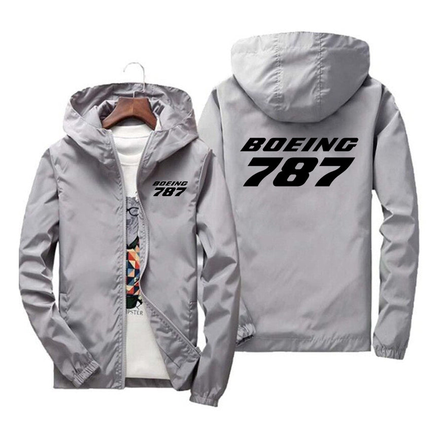Boeing 787 & Text Designed Windbreaker Jackets
