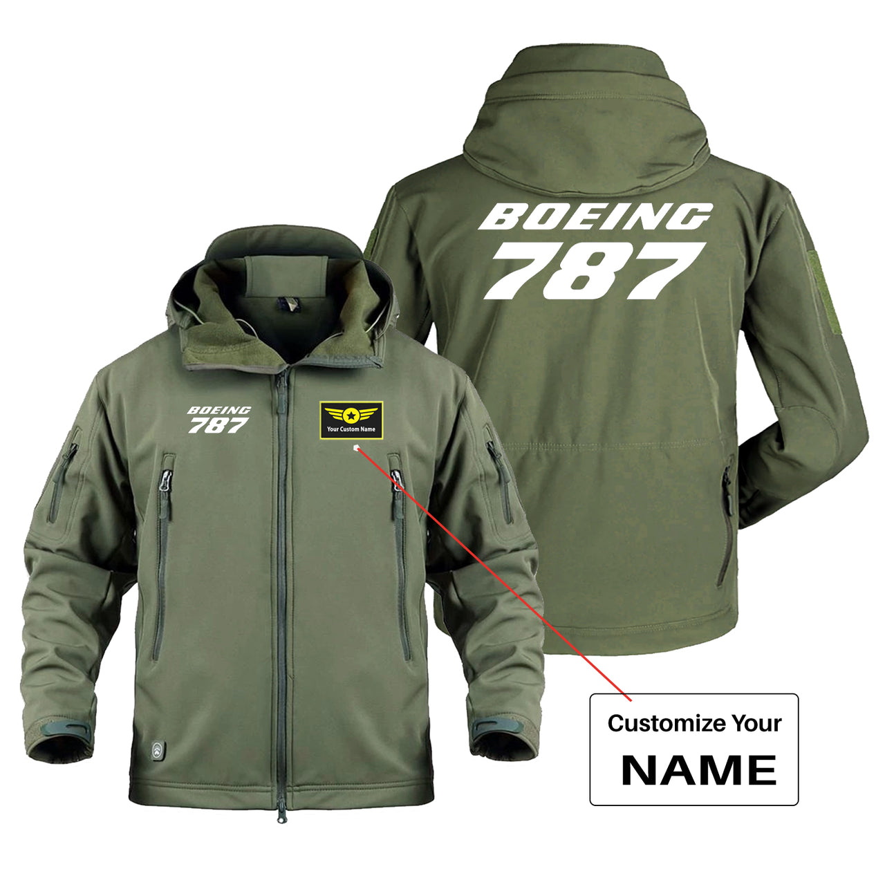 Boeing 787 & Text Designed Military Jackets (Customizable)