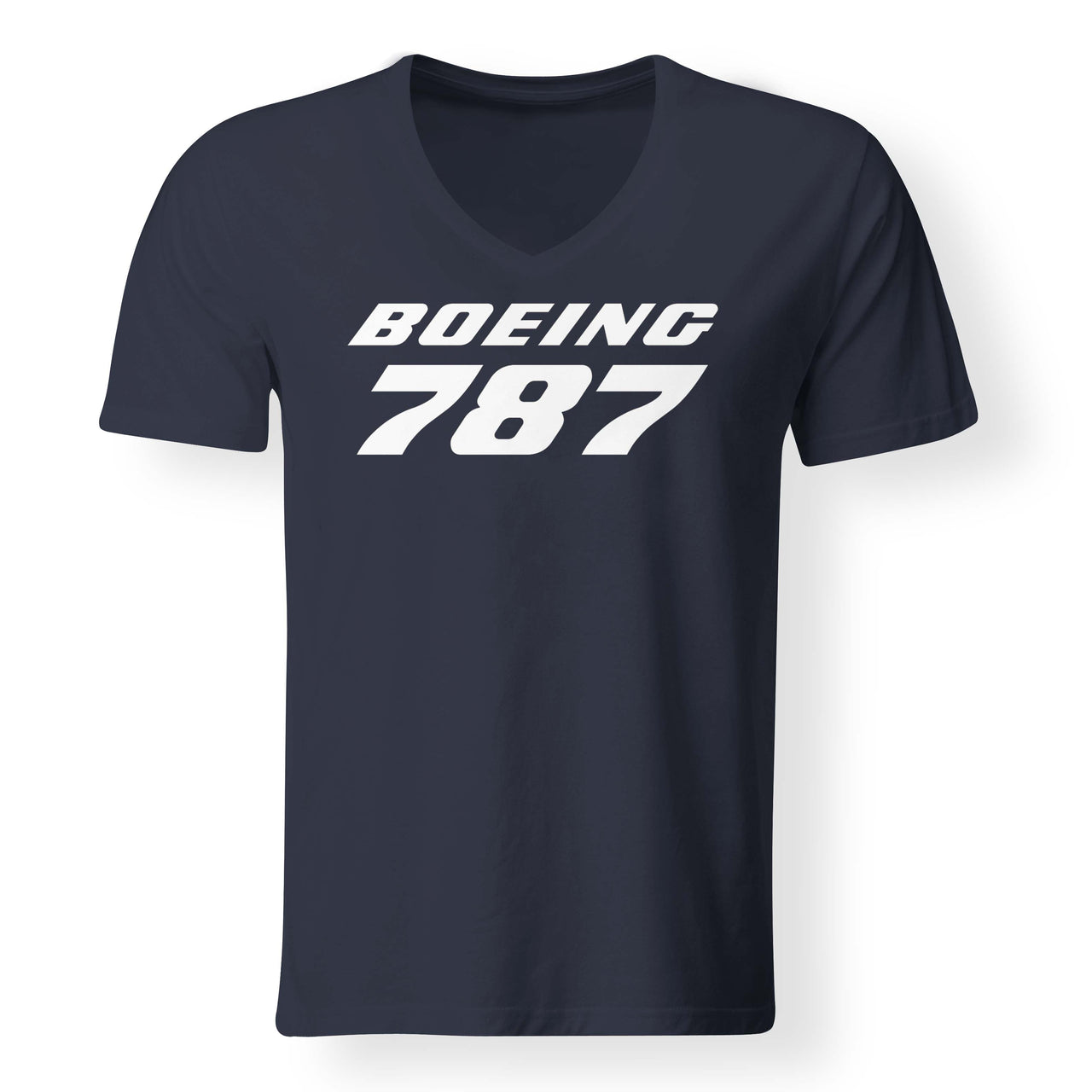 Boeing 787 & Text Designed V-Neck T-Shirts