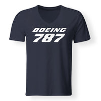 Thumbnail for Boeing 787 & Text Designed V-Neck T-Shirts