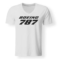 Thumbnail for Boeing 787 & Text Designed V-Neck T-Shirts