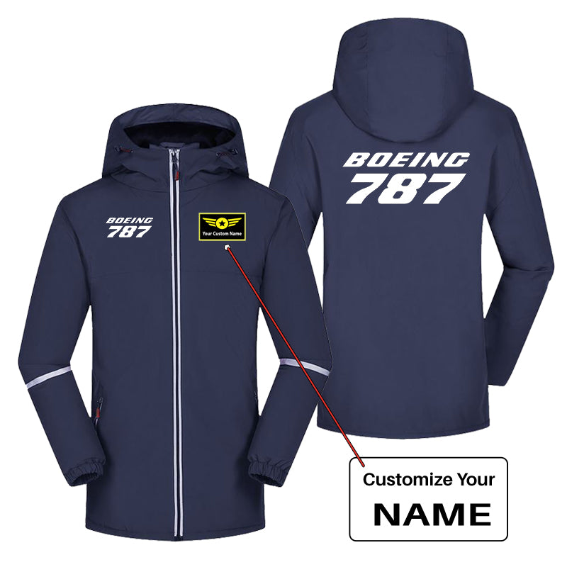 Boeing 787 & Text Designed Rain Coats & Jackets