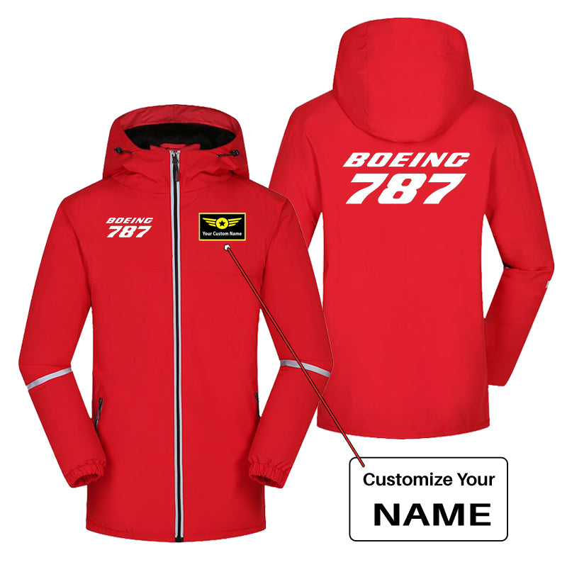Boeing 787 & Text Designed Rain Coats & Jackets
