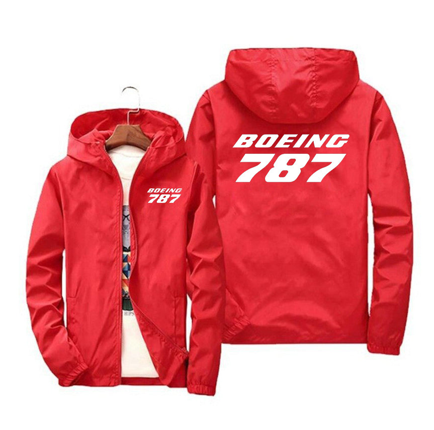 Boeing 787 & Text Designed Windbreaker Jackets