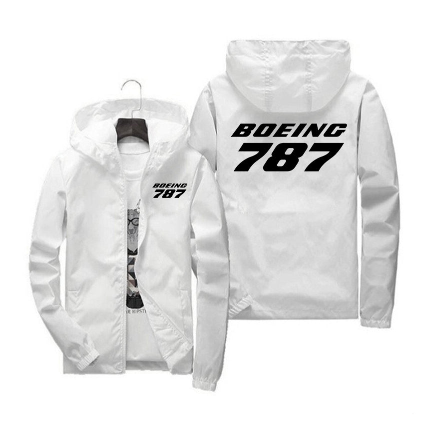 Boeing 787 & Text Designed Windbreaker Jackets
