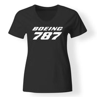 Thumbnail for Boeing 787 & Text Designed V-Neck T-Shirts