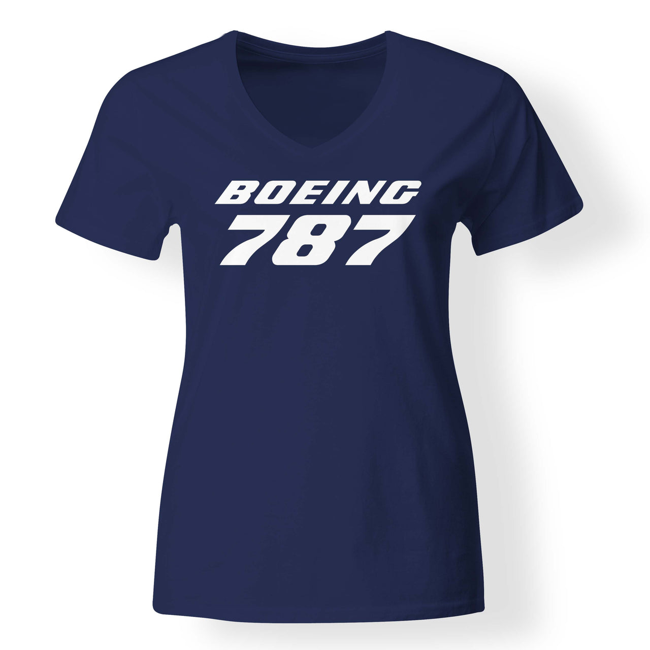 Boeing 787 & Text Designed V-Neck T-Shirts